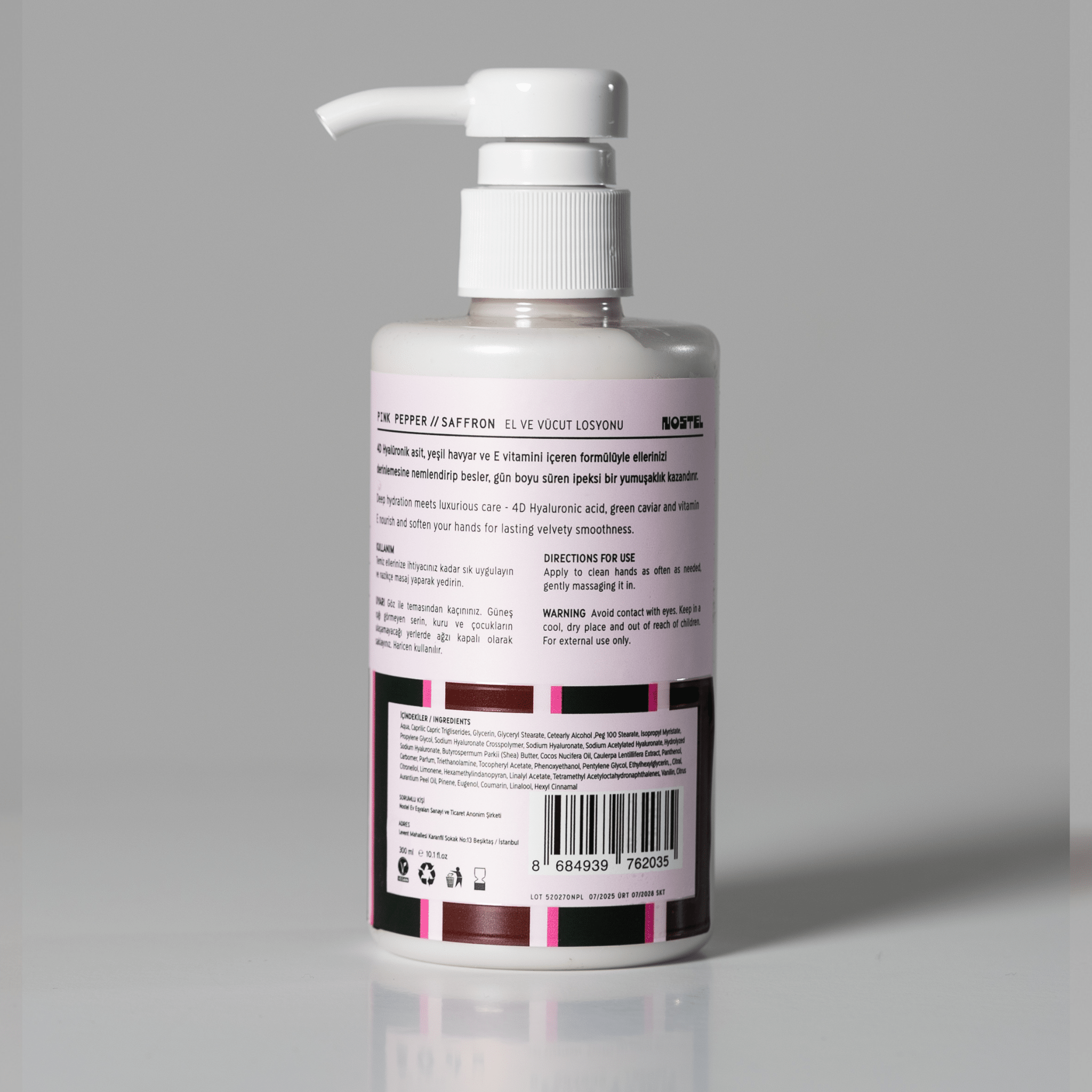Limited Edition PINK PEPPER // SAFFRON El ve Vücut Losyonu (300ml) - NOSTEL