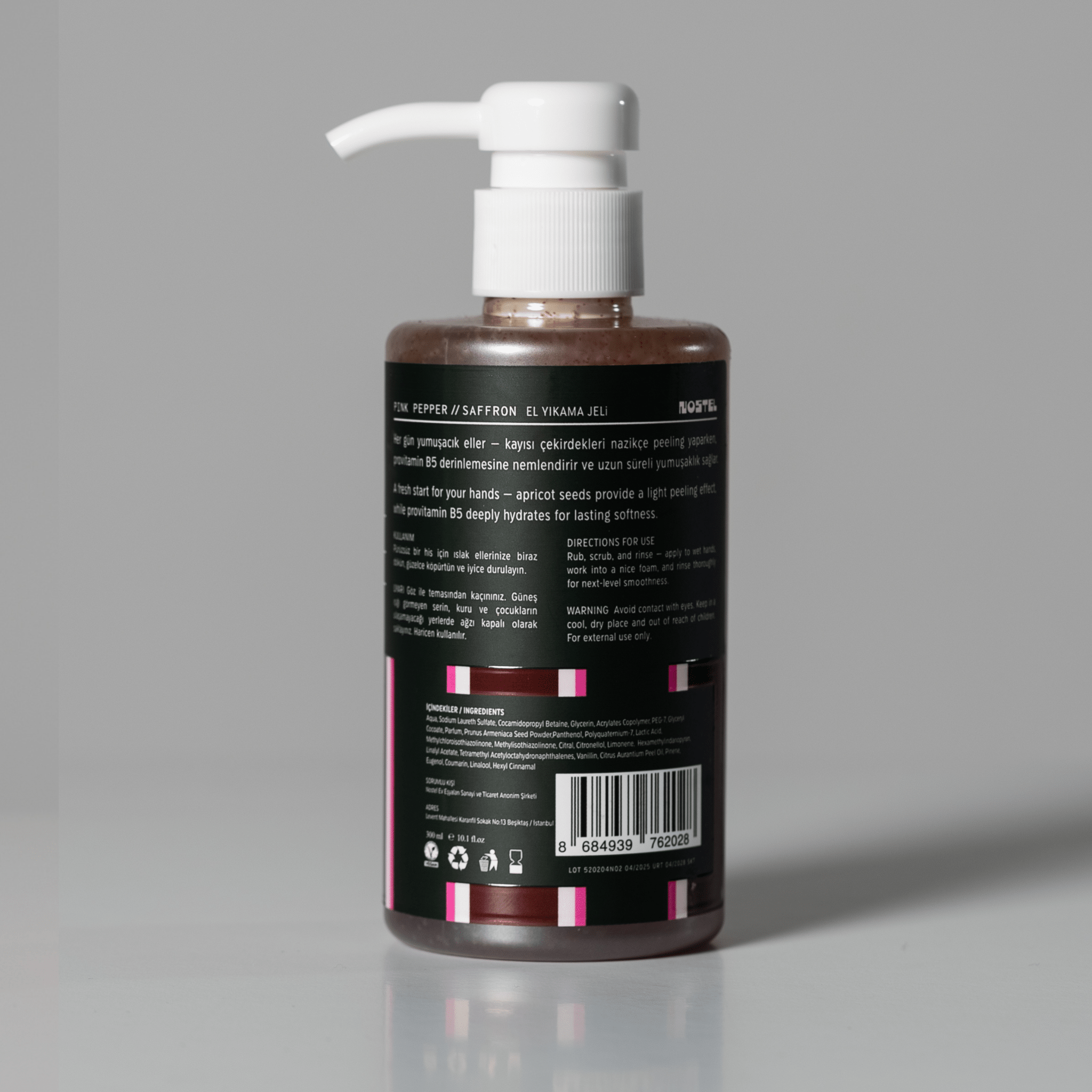 Limited Edition PINK PEPPER // SAFFRON Peelingli Sabun (300ml) - NOSTEL